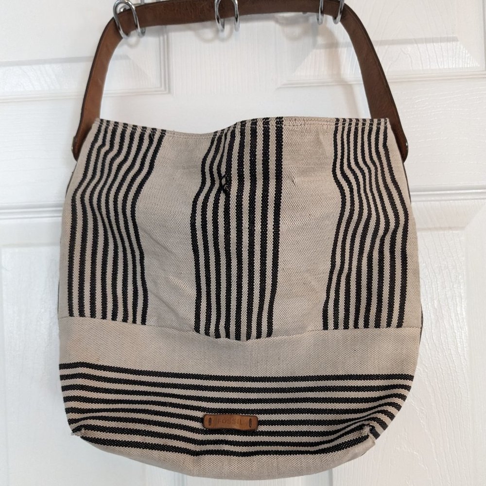 Fossil Maya Hobo Neutral & Stripped Shoulder Bag